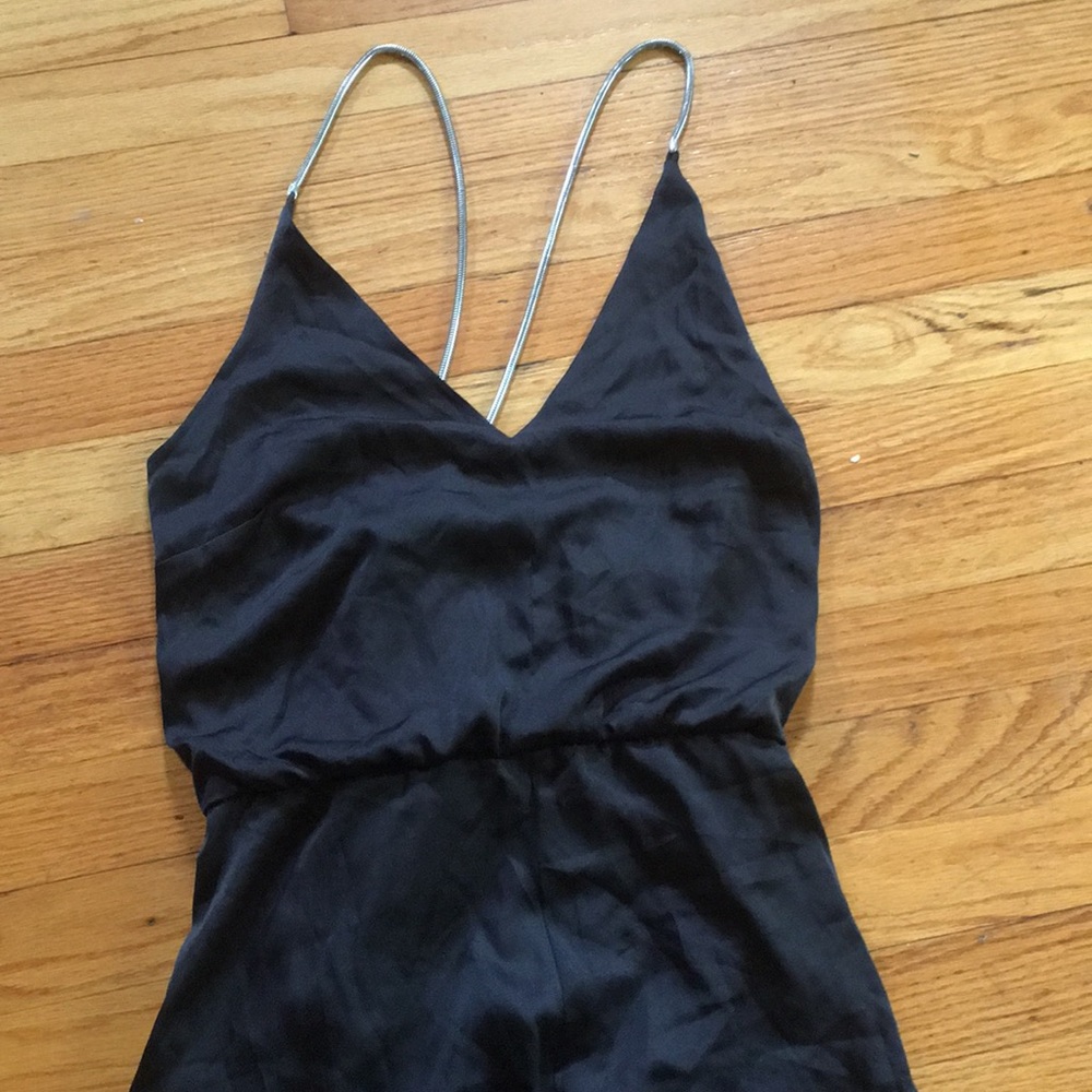 Black maxi dress with silver straps